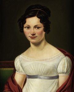 Retrato de medio cuerpo de una joven dama de la época del Imperio